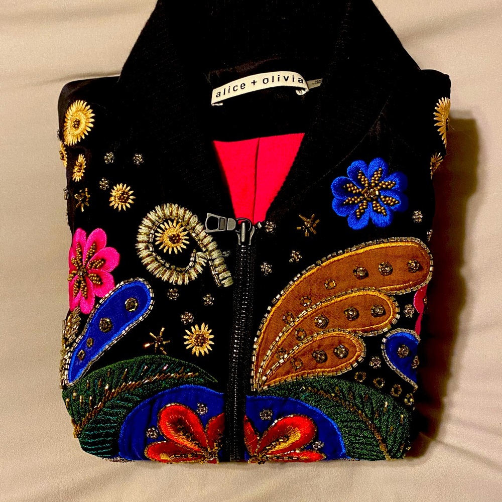 Alice + Olivia silk-chiffon bomber jacket